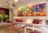 Painting by Numbers Triptych Abstract Tree Branch with Lanterns